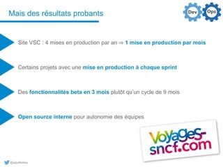 @aguilloteau
Mais des résultats probants
Site VSC : 4 mises en production par an ⇒ 1 mise en production par mois
Certains ...