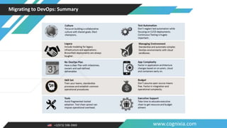 +1(973) 598-3969 www.cognixia.com
Migrating to DevOps: Summary
 