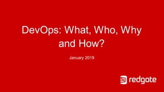 DevOps: What, Who, Why
and How?
January 2019
 