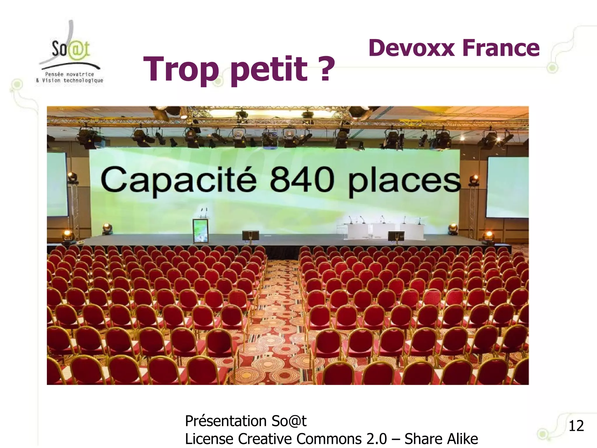 Devoxx France Présentation So@t License Creative Commons 2.0 – Share Alike Trop petit ? 
