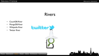 Rivers
         • CouchDB River
         • MongoDB River
         • Wikipedia River
         • Twitter River




Moteur El...