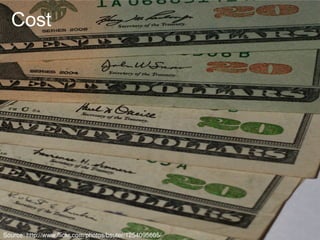 Source: http://www.flickr.com/photos/bsuter/1254095605/
Cost
 