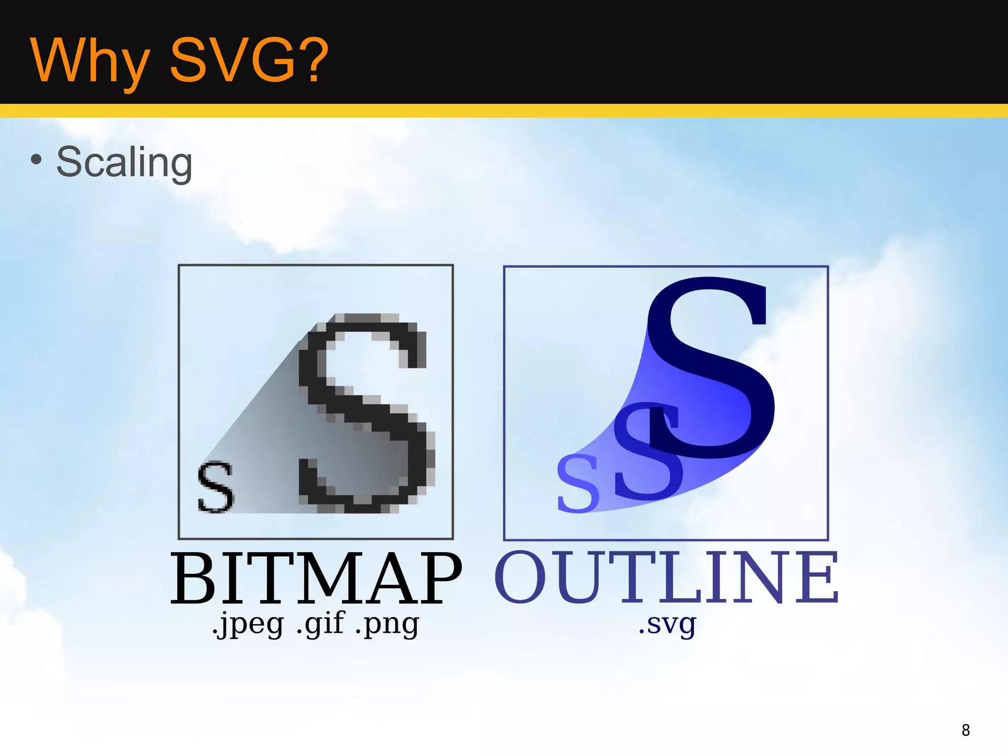 Why SVG?
• Scaling




            8
 
