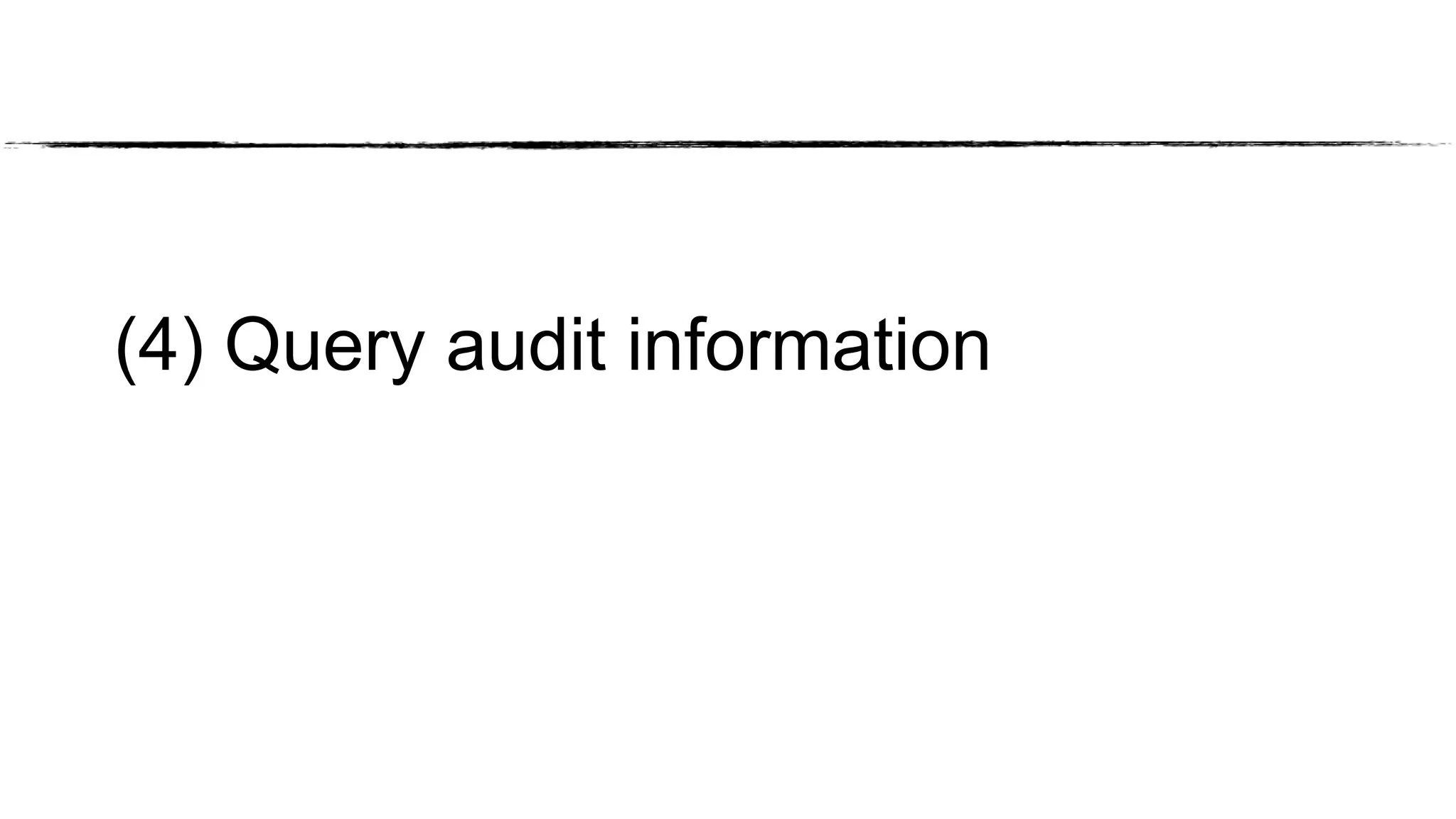 (4) Query audit information
 