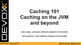 @alexsnaps @ljacomet#Devoxx #cache101
Caching 101
Caching on the JVM  
and beyond
alex snaps - principal software engineer at terracotta
louis jacomet - lead software engineer at terracotta
 
