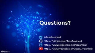 Questions?
@JosePaumard
https://github.com/JosePaumard
https://www.slideshare.net/jpaumard
https://www.youtube.com/user/JPaumard
 