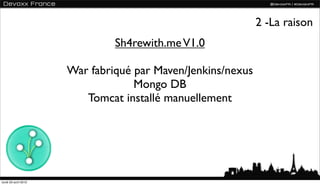 2 -La raison
                               Sh4rewith.me V1.0

                      War fabriqué par Maven/Jenkins/nexus
...