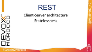 #GraphQlVsRest
@VladimirD_42
REST
Client-Server architecture
Statelessness
 