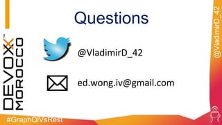 #GraphQlVsRest
@VladimirD_42
Questions
@VladimirD_42
ed.wong.iv@gmail.com
 