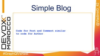 #GraphQlVsRest
@VladimirD_42
Code for Post and Comment similar
to code for Author
Simple Blog
 