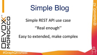 #GraphQlVsRest
@VladimirD_42
Simple Blog
Simple REST API use case
‘‘Real enough’’
Easy to extended, make complex
 
