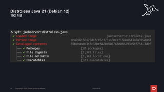 192 MB
Distroless Java 21 (Debian 12)
2024-05-08
Copyright © 2024, Oracle and/or its affiliates
38
 