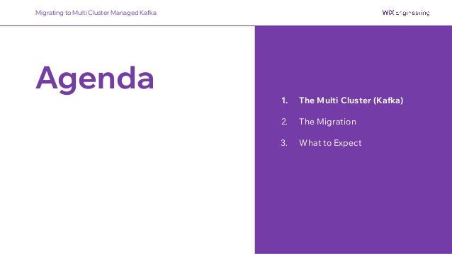 Agenda 1. The Multi Cluster (Kafka)
2. The Migration
3. What to Expect
Migrating to Multi Cluster Managed Kafka
 