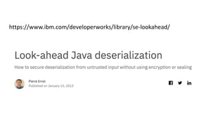 Reducing Risk (Serialization)
@spoole167
https://www.ibm.com/developerworks/library/se-lookahead/
 