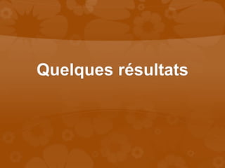 Quelques résultats
 