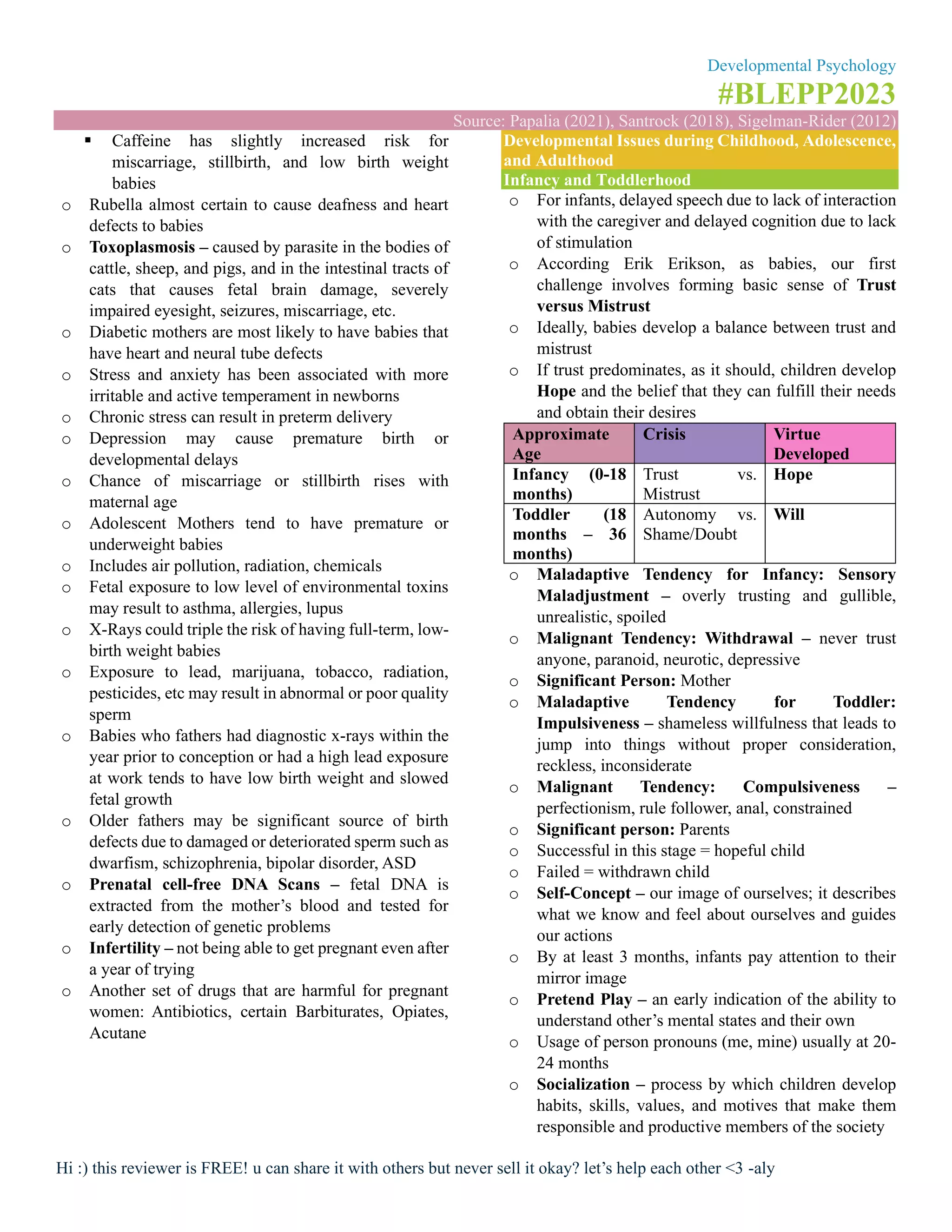 BLEPP Reviewer - Developmental Psychology | PDF