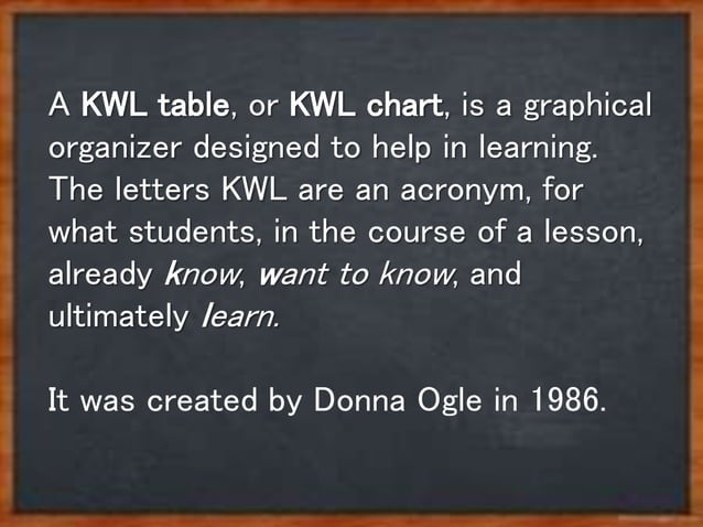 K-W-L Strategy | PPTX | Education