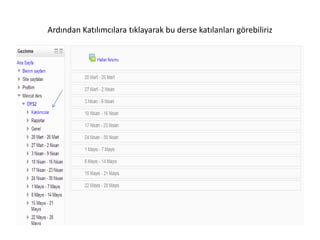 Ardından Katılımcılara tıklayarak bu derse katılanları görebiliriz
 