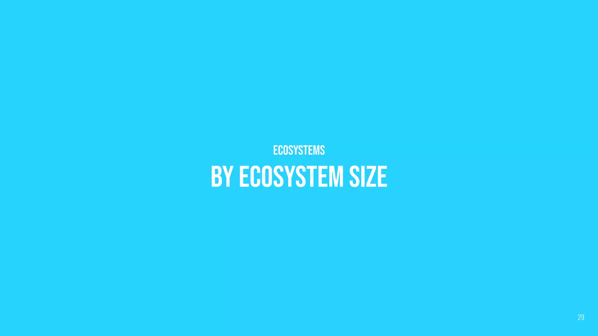 Ecosystems
By ecosystem Size
29
 