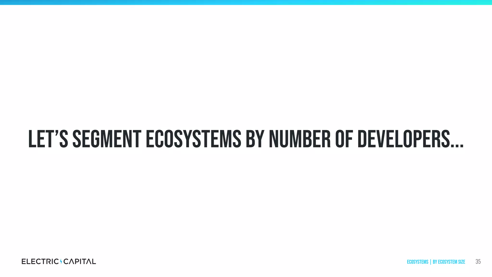 Let’s segment ecosystems by number of developers...
35Ecosystems | by ecosystem size
 