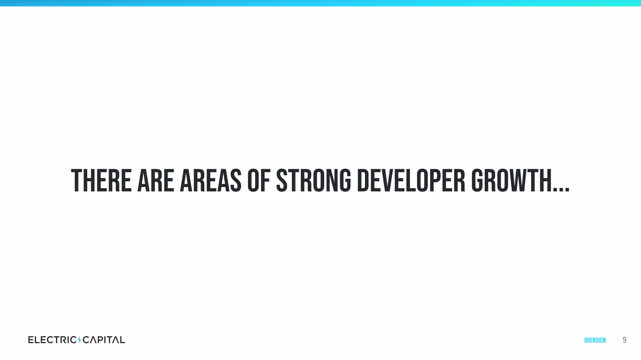 There are areas of strong developer growth...
9Overview
 