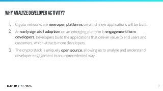 Why analyze developer activity?
3
1. new open platforms
2. early signal of adoption engagement from
developers
3. open source
 