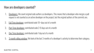 How are developers counted?
1. Developers: We count original code authors as developers. This means that a developer who m...