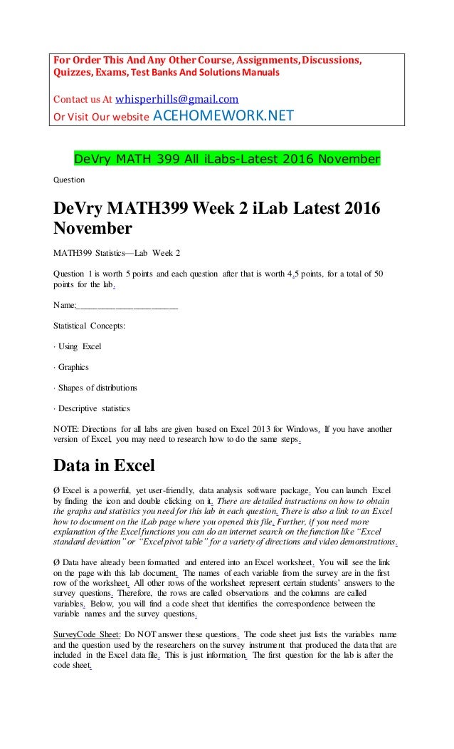 De Vry Math 399 All Ilabs Latest 2016 November
