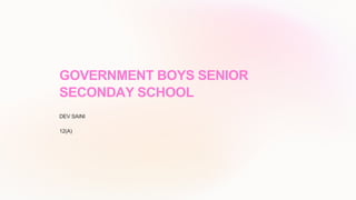 GOVERNMENT BOYS SENIOR
SECONDAY SCHOOL
DEV SAINI
12(A)
 
