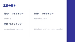 init(…)
convenience init(…)
required init(…)
required convenience init(…)
 