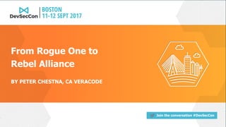 Join the conversation #DevSecCon
BY PETER CHESTNA, CA VERACODE
From Rogue One to
Rebel Alliance
 