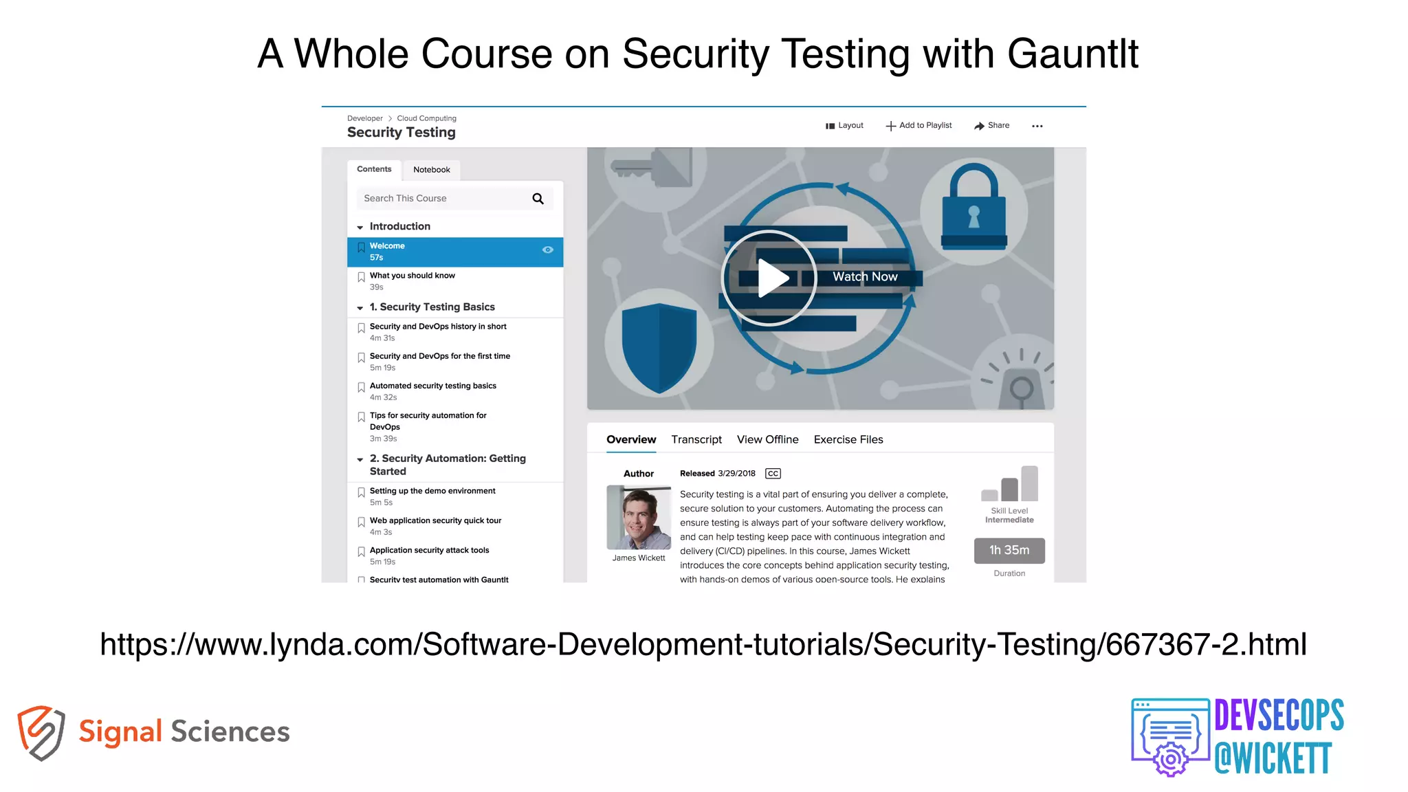 https://www.lynda.com/Software-Development-tutorials/Security-Testing/667367-2.html
A Whole Course on Security Testing with Gauntlt
 