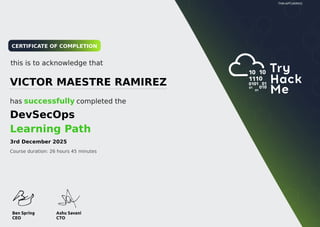 DevSecOps Learning Path - TryHackMe Certificate | PDF