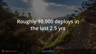 @WICKETT
Roughly 10,000 deploys in
the last 2.5 yrs
 