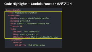 Code	Highlights	– Lambda	Function	のデプロイ
 