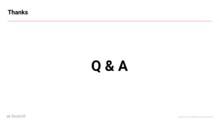 Copyright ⓒ All Right Reserved by Buzzvil
Thanks
Q & A
 