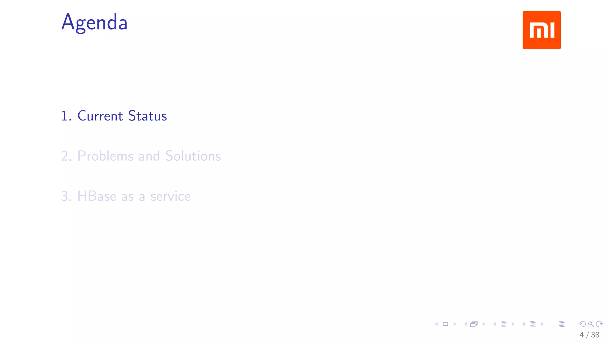 .....
.
....
.
....
.
.....
.
....
.
....
.
....
.
.....
.
....
.
....
.
....
.
.....
.
....
.
....
.
....
.
.....
.
....
.
.....
.
....
.
....
.
Agenda
1. Current Status
2. Problems and Solutions
3. HBase as a service
4 / 38
 