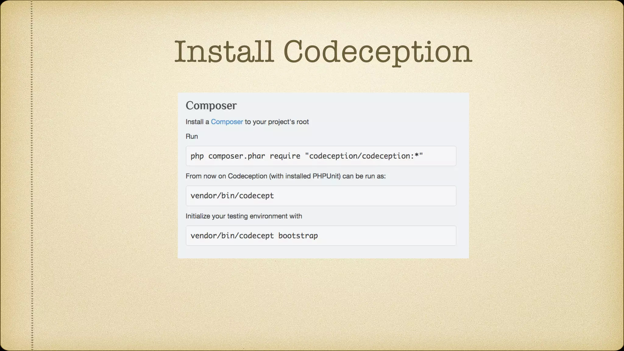 Install Codeception 