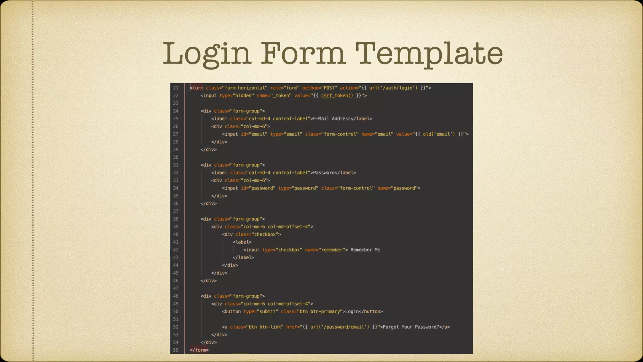 Login Form Template 