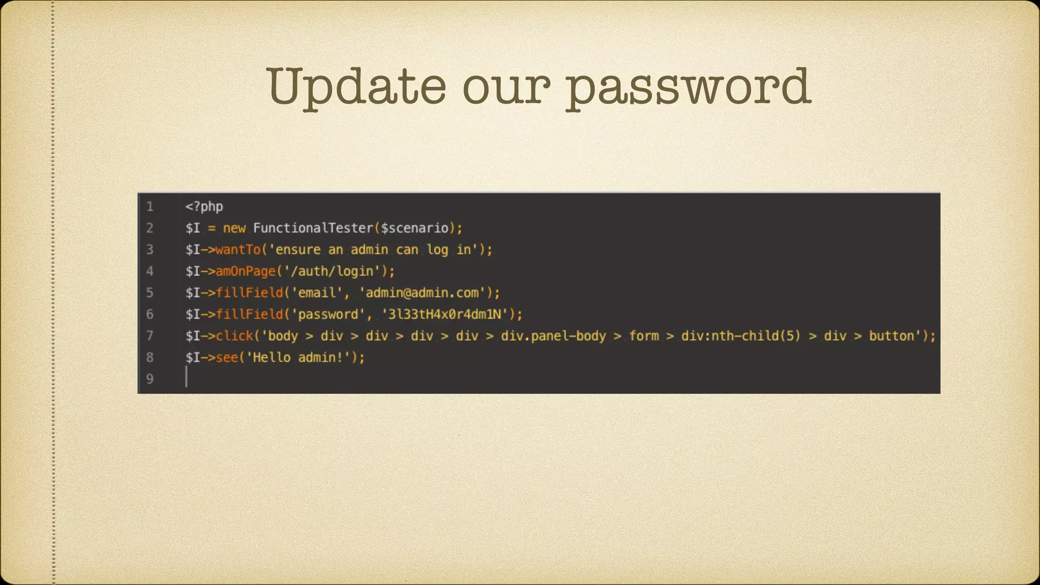 Update our password 