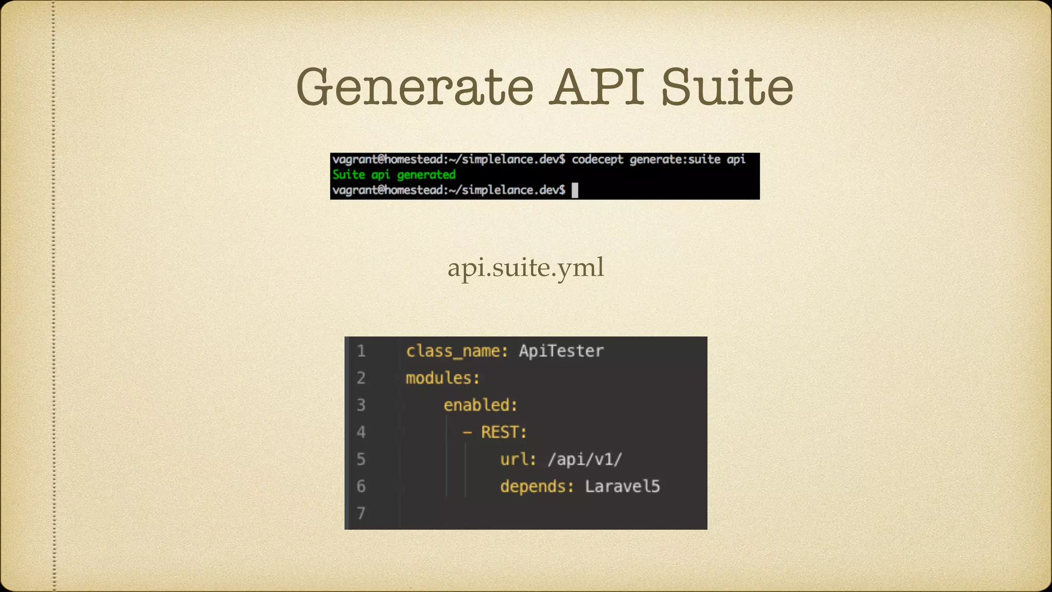 Generate API Suite api.suite.yml 