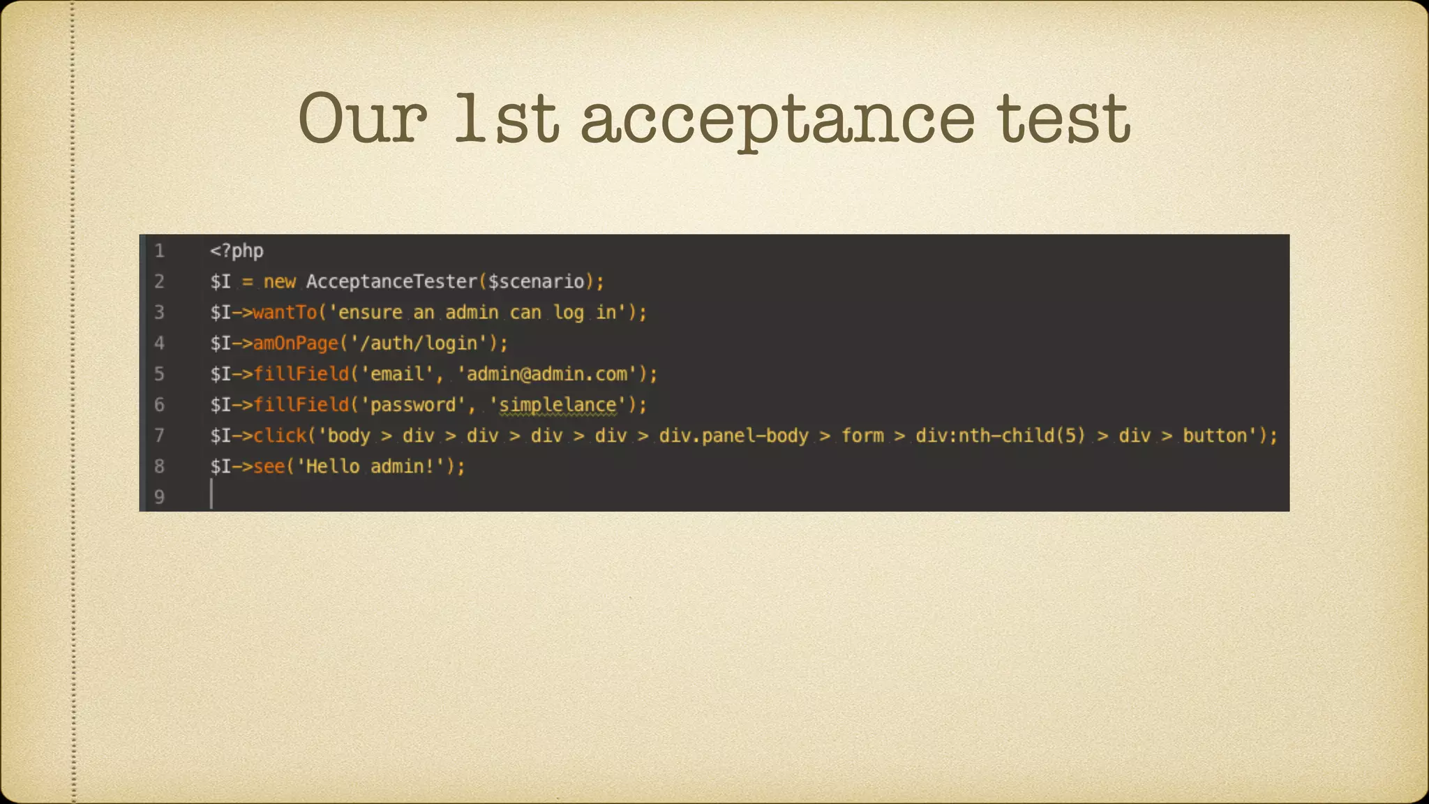 Our 1st acceptance test 