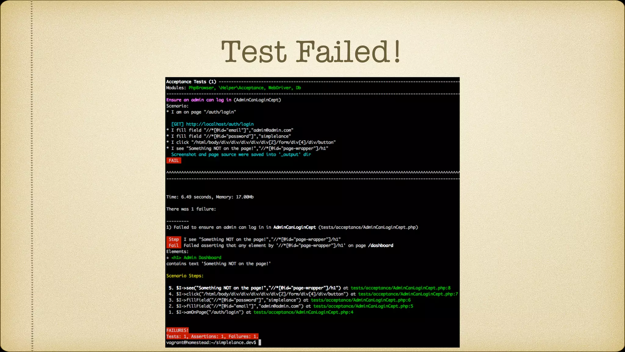 Test Failed! 