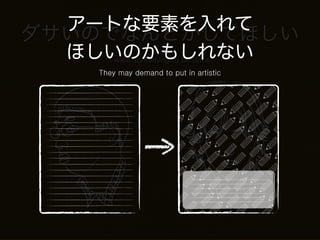 アートな要素を入れて
ダサいのでなんとかしてほしい
  ほしいのかもしれない
     I want something to be done
   They may demand to put in artistic
 