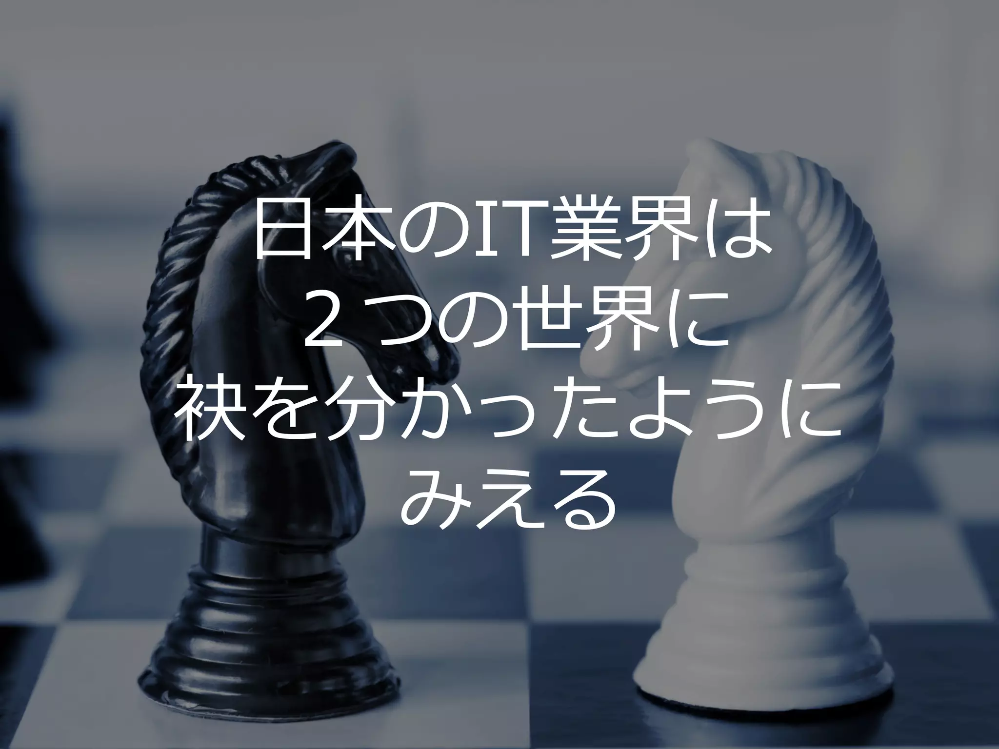 ⽇日本のIT業界は
２つの世界に
袂を分かったように
みえる

 