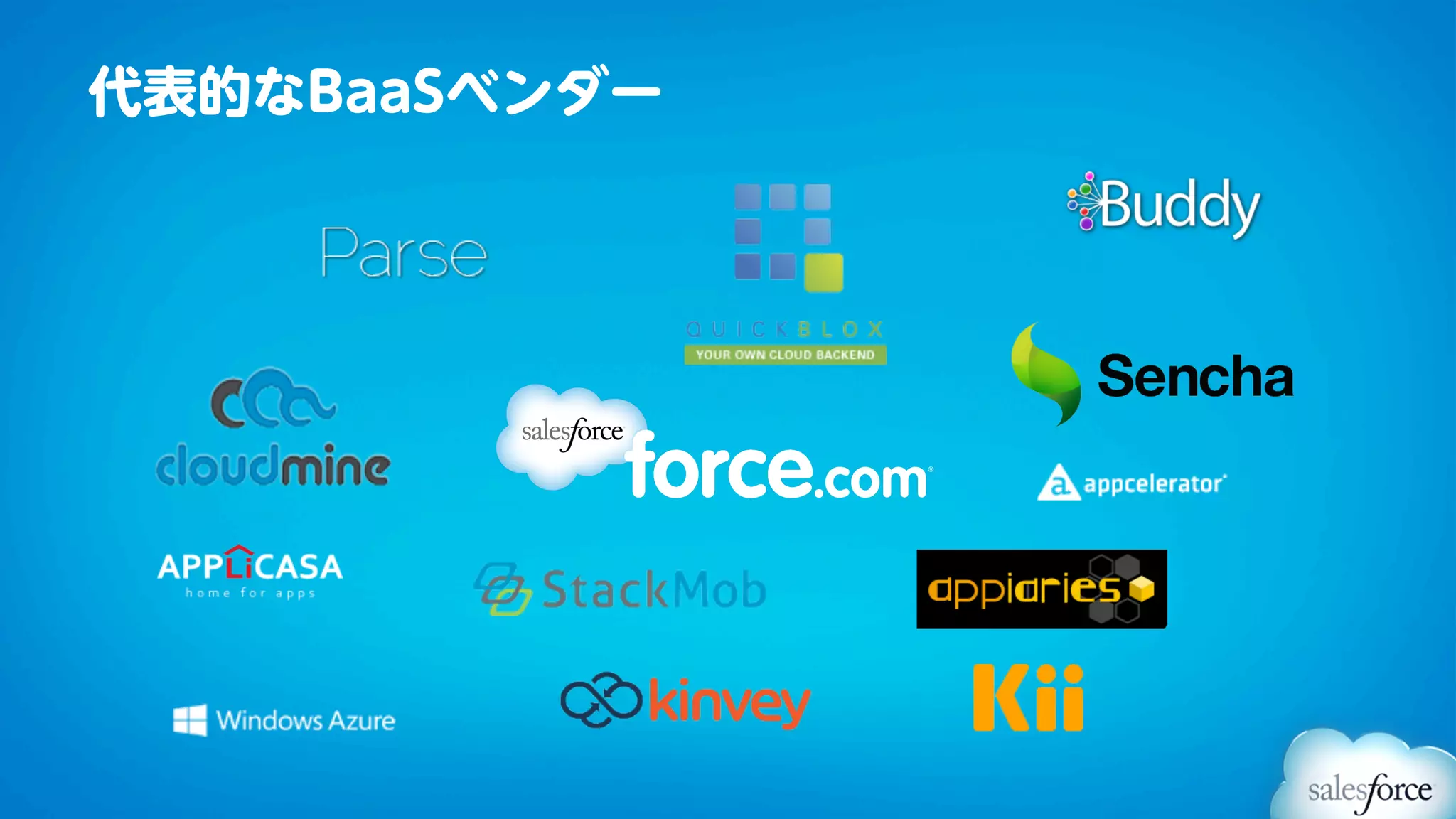 代表的なBaaSベンダー
 