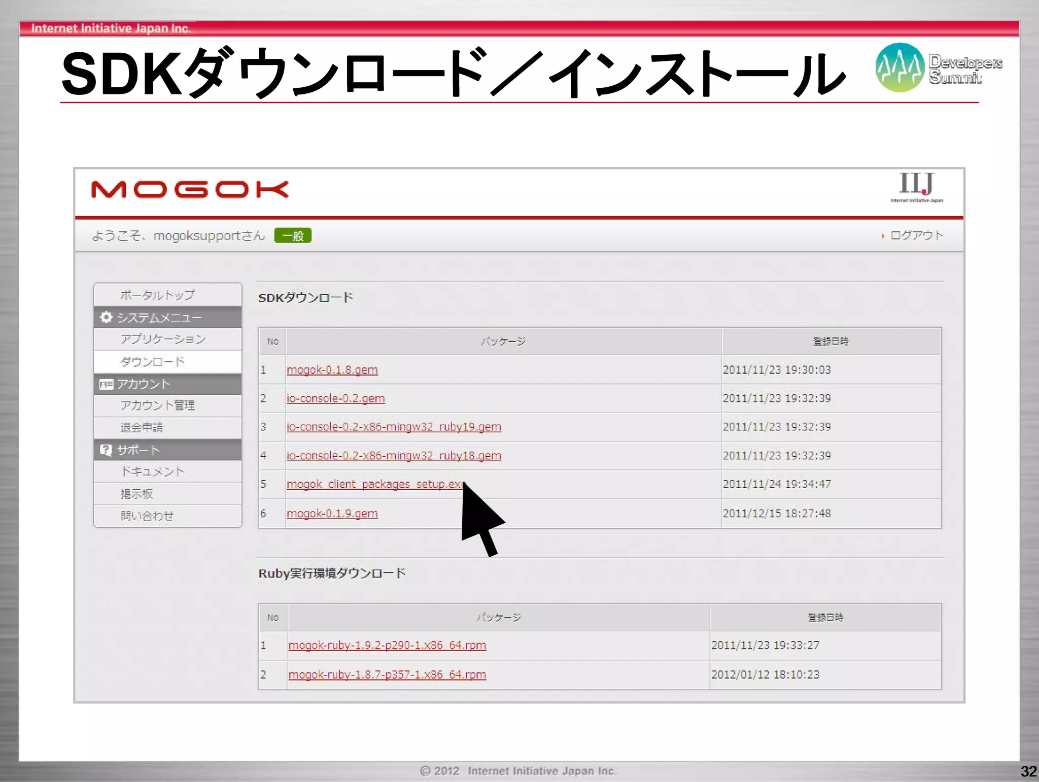 SDKダウンロ ド／インスト ル
SDKダウンロード／インストール




                   32
 