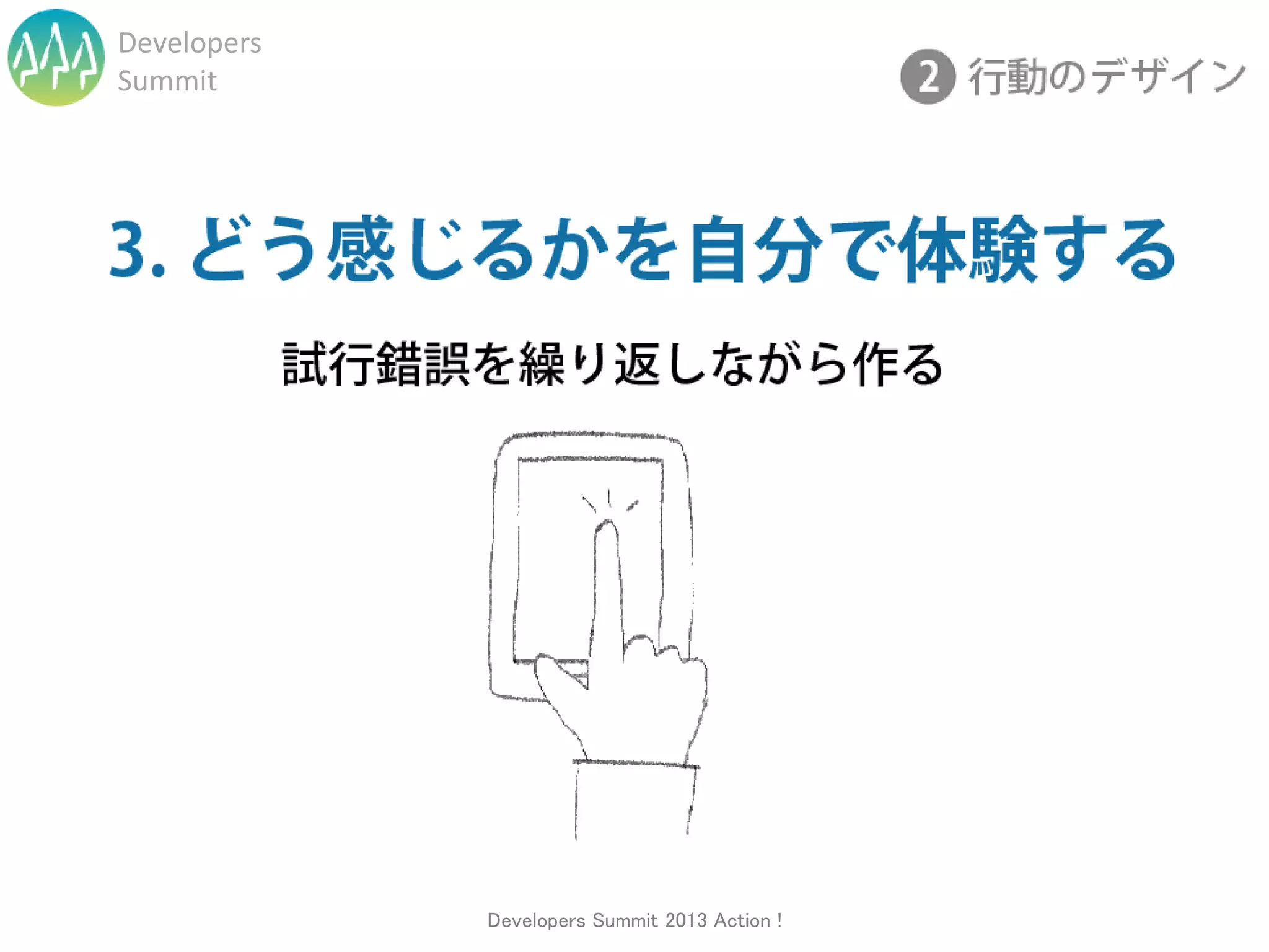 Developers
Summit




             Developers Summit 2013 Action !
 