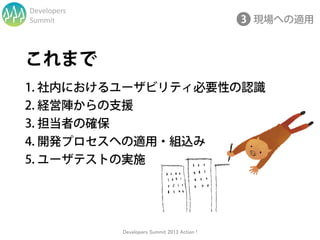 Developers
Summit




             Developers Summit 2013 Action !
 