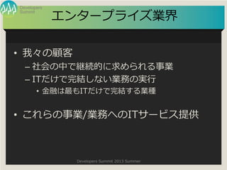 Summit
Developers
Developers Summit 2013 Summer
󥿩`ץ饤I
? ҡ
C ФǾ@AĤI
C ITYʤIդΌg
? ڤITYIN
? I/IդؤIT`ӥṩ
 